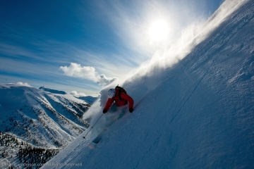 K2 Skis Telemark Team Rider Adam U
enjoying the terrain at Great Canadian this past winter. Photo: Grant
Gunderson.