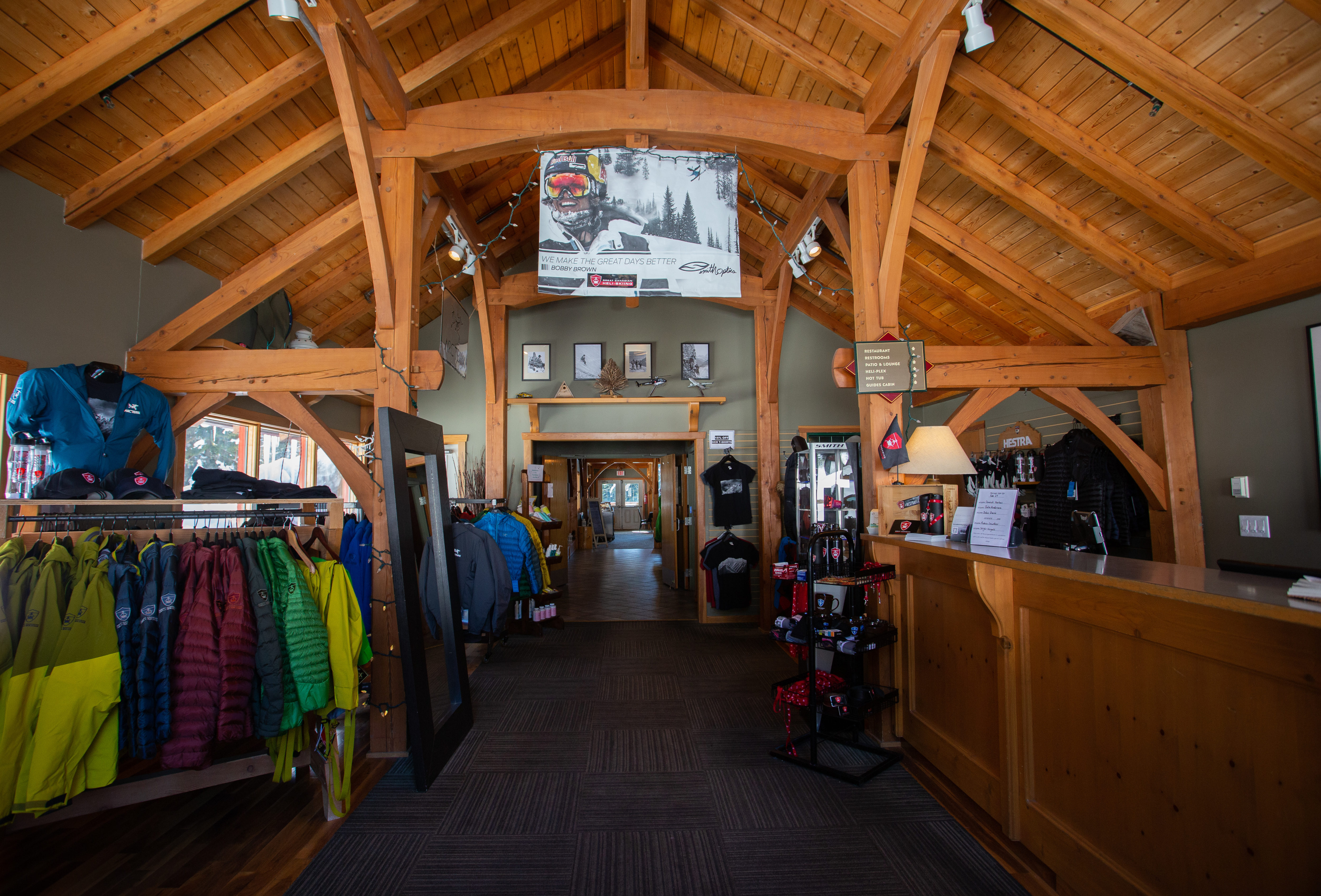 Arc'teryx and Smith products in lodge store