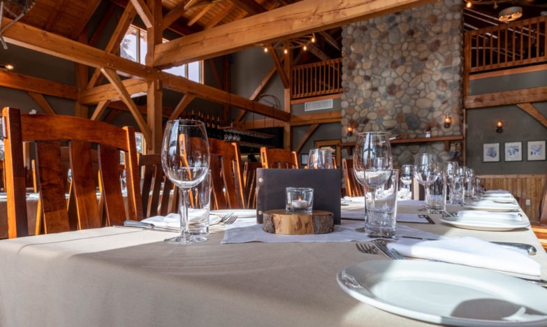 Heli Ski lodge post and beam dining room