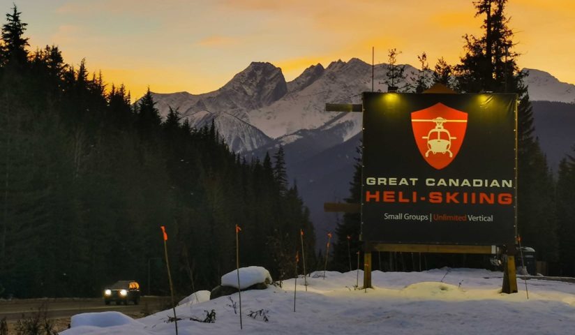 Great Canadian Heliskiing entrance accessibly located on Trans Canada Highway