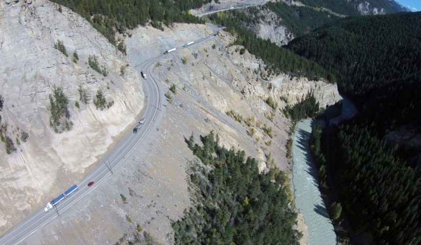 Highway 1 construction in Kicking Horse Canyon