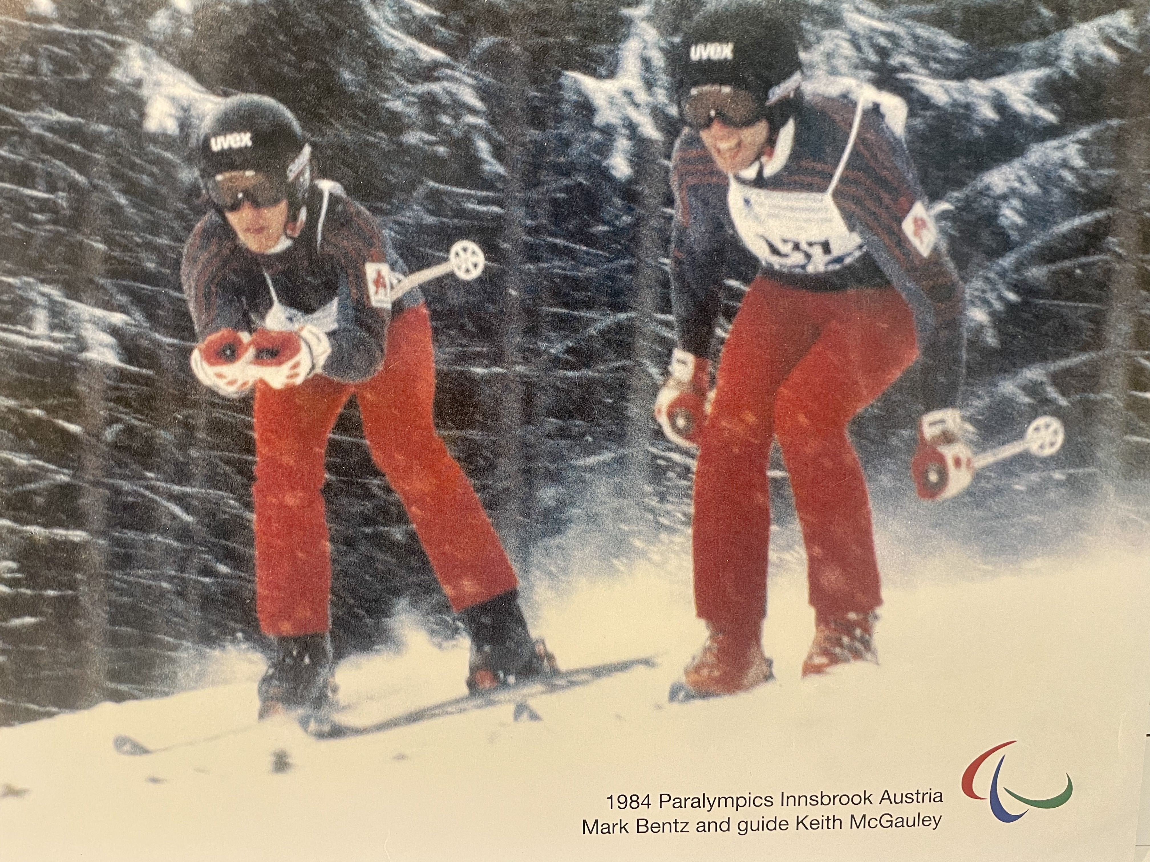 Mark Bentz and guide at 1984 Paralympics